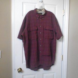 BROWNING RBO Travel Gear Mens Short Sleeve Button Down Mauve Plaid Shirt…